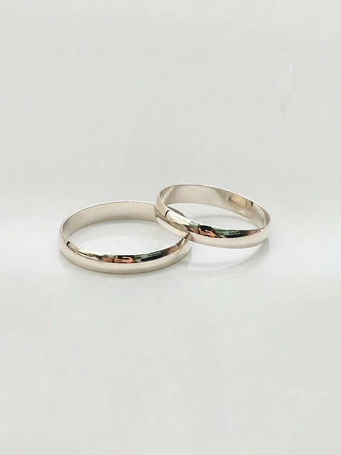 Argollas Nupciales Media Caña 3 mm Oro Blanco 18k