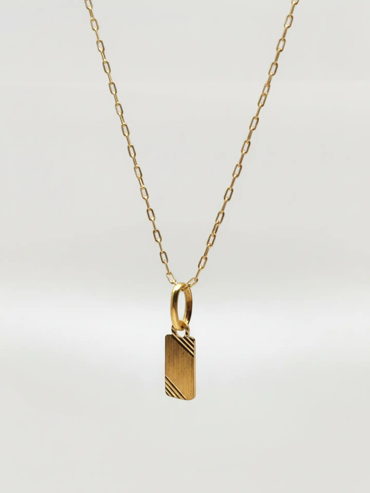 Cadena Placa Mini Identidad Oro 18k 3