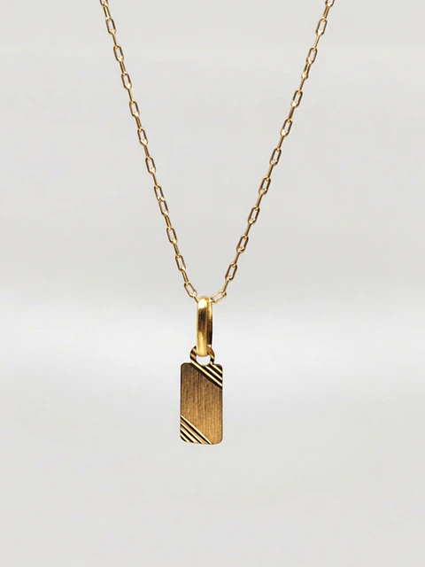 Cadena Placa Mini Identidad Oro 18k