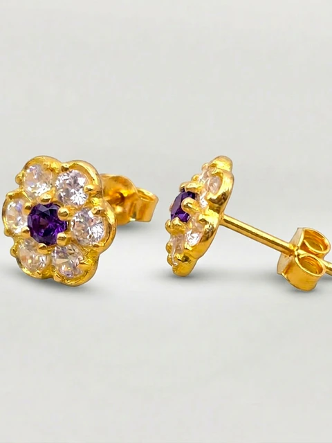 Aros Roseta Amatista Imperial Grande Oro 18k