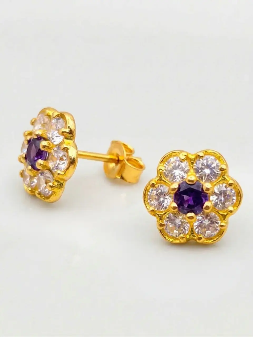 Aros Roseta Amatista Imperial Grande Oro 18k 3