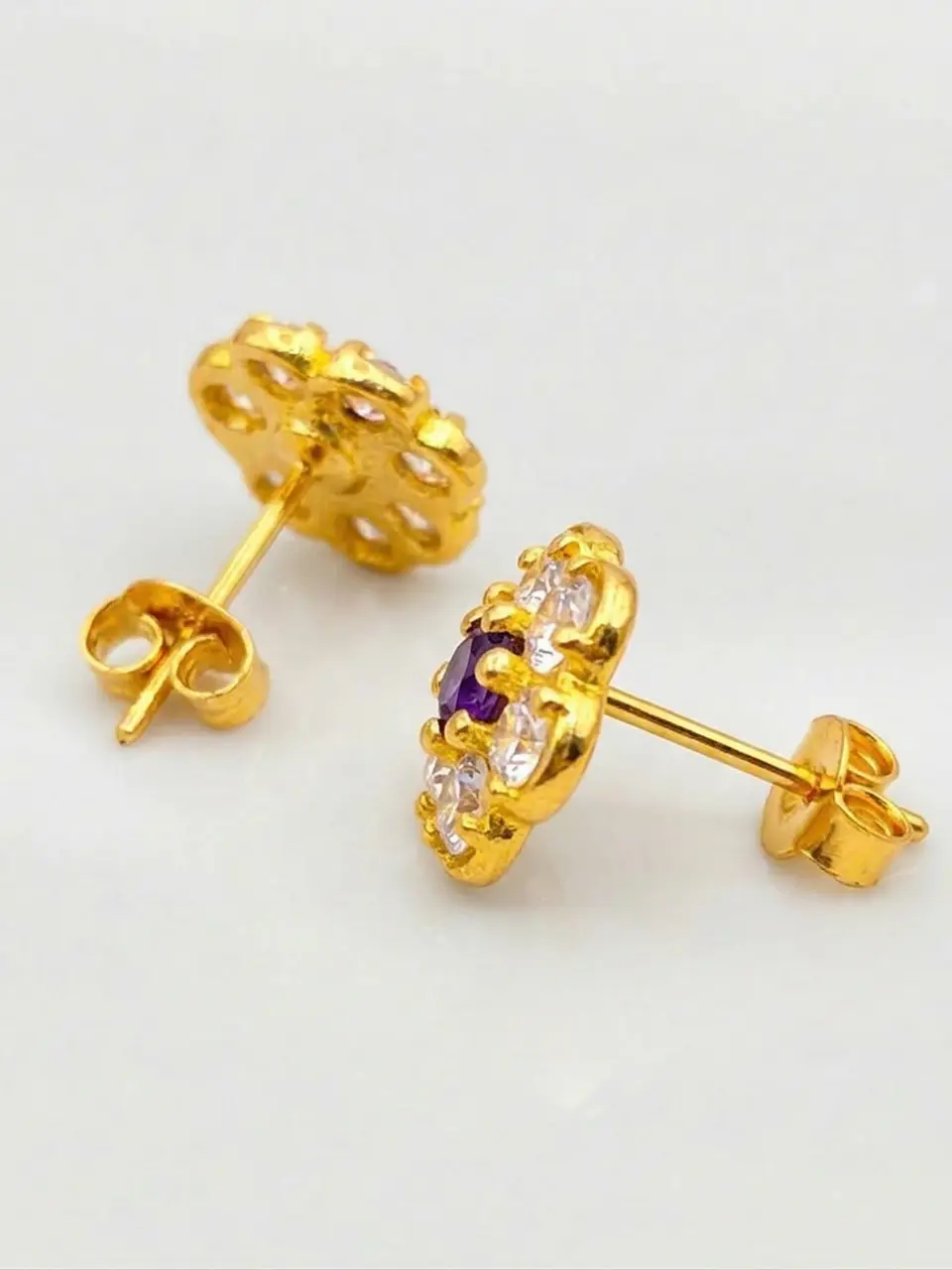 Aros Roseta Amatista Imperial Grande Oro 18k 6