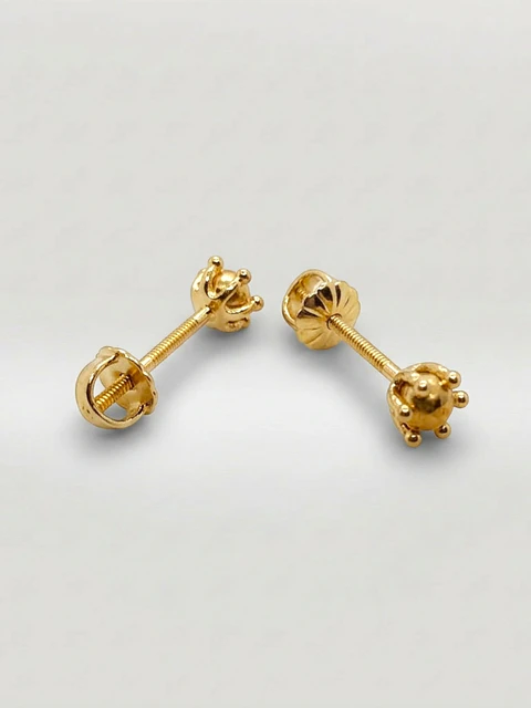 Aros Pistilo Esfera Clásica Oro 18k