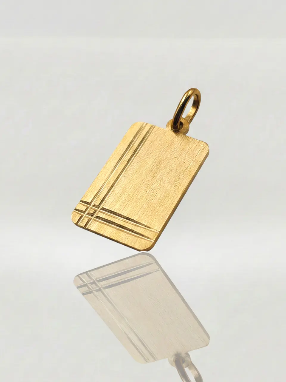 Colgante Placa Satín Identidad Oro 18k 3