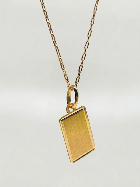 Cadena Placa Satín Identidad Oro 18k