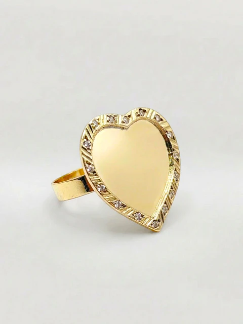 Anillo Corazón Tazo con Circones Oro 18k