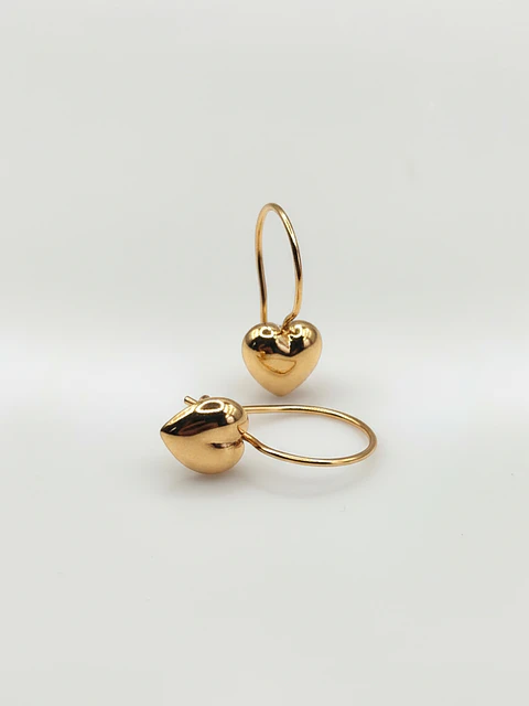 Aros Corazón con Cierre Oro 18k
