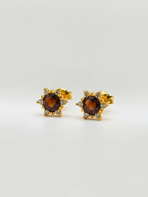 Aros Roseta Topacio Real y Circones Grande Oro 18k