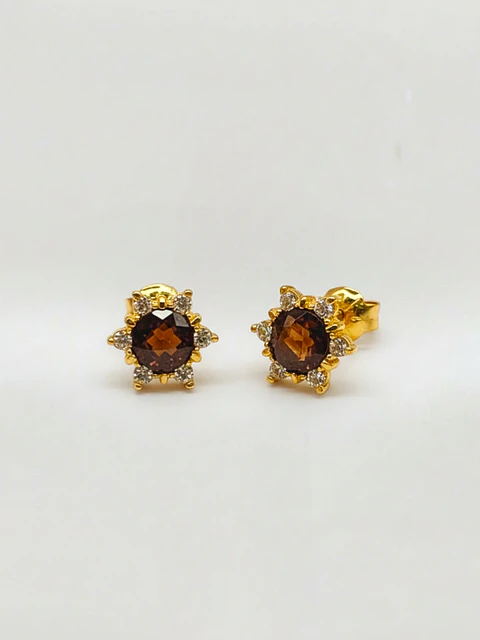 Aros Roseta Topacio Real y Circones Grande Oro 18k