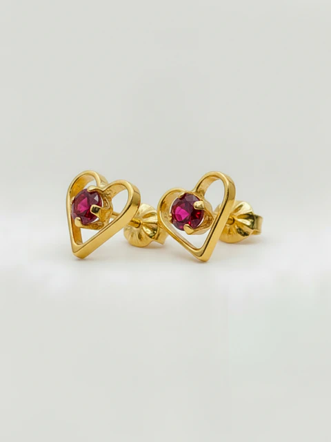Aros Corazón de Rubí Pasión Grande Oro 18k