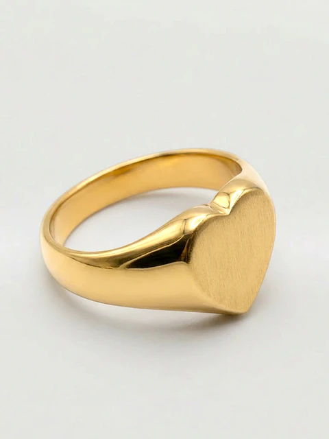 Anillo Sello Corazón de Gala Oro 18k