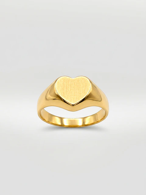 Anillo Sello Corazón de Gala Oro 18k