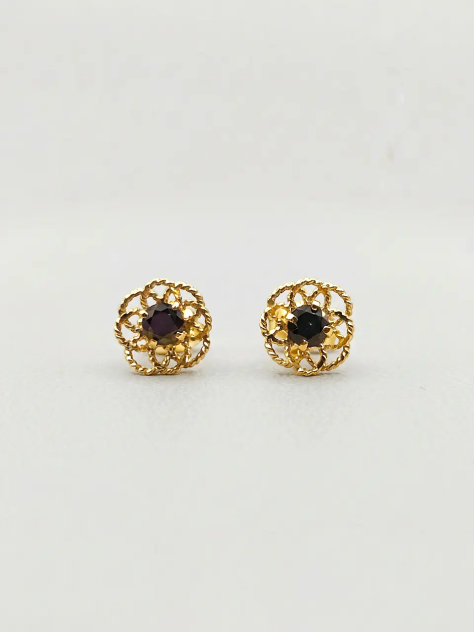 Aros Doble Flor de Ónix Oro 18k 1