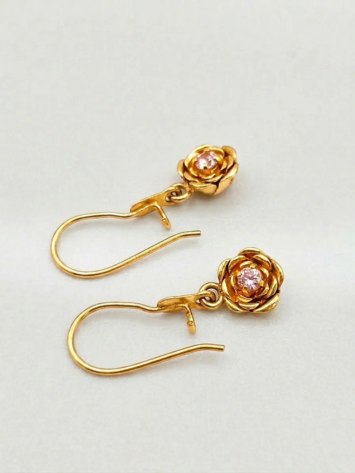 Aros Flor de Mayo Rosa de Francia Colgante Oro 18k 2