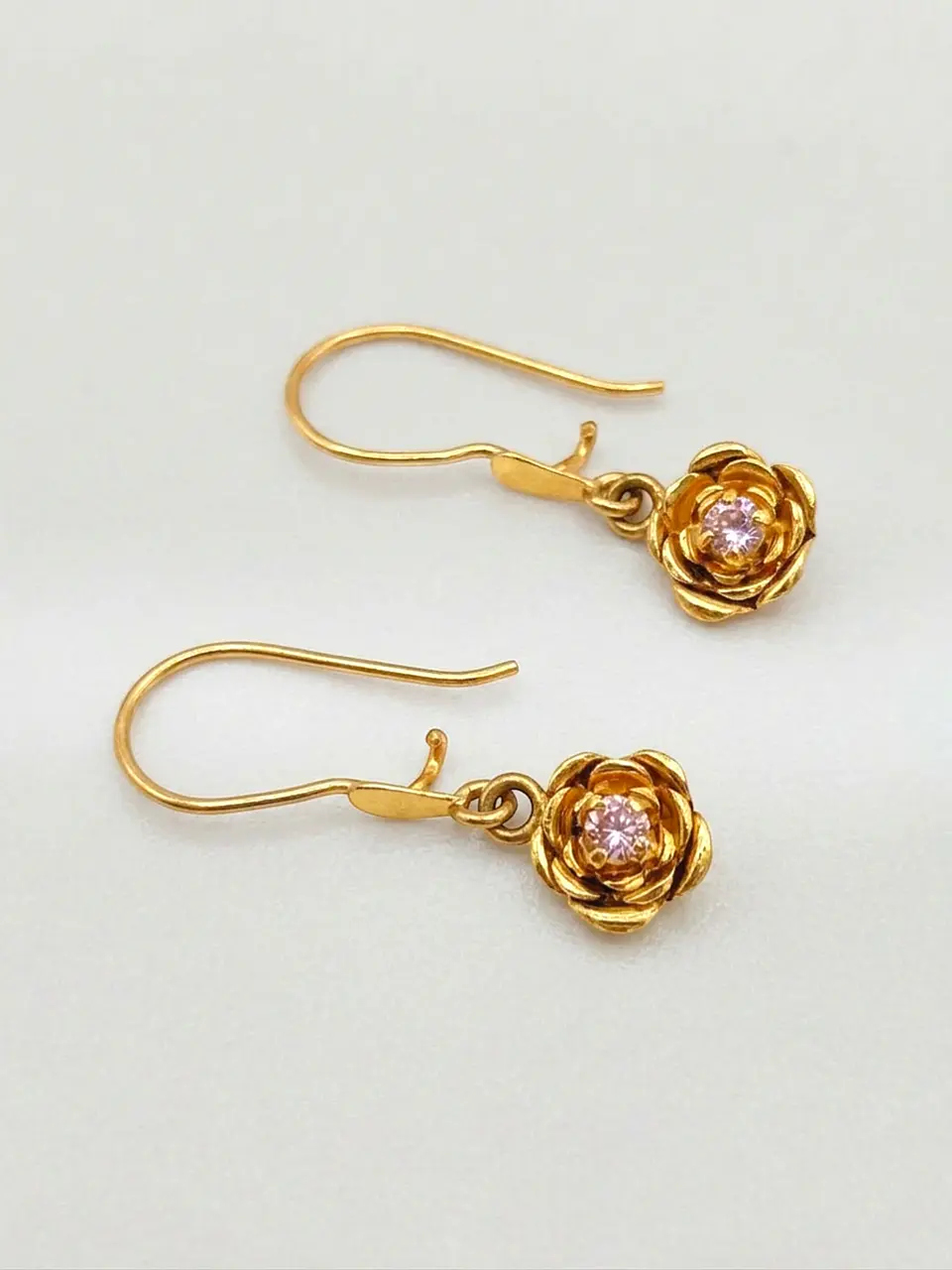 Aros Flor de Mayo Rosa de Francia Colgante Oro 18k 3