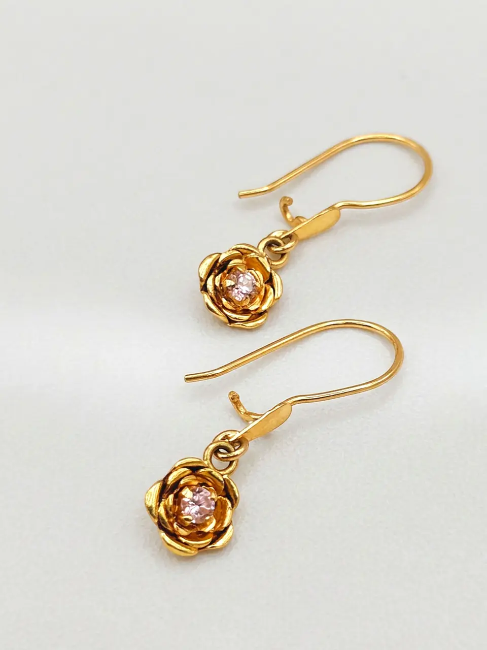 Aros Flor de Mayo Rosa de Francia Colgante Oro 18k 4