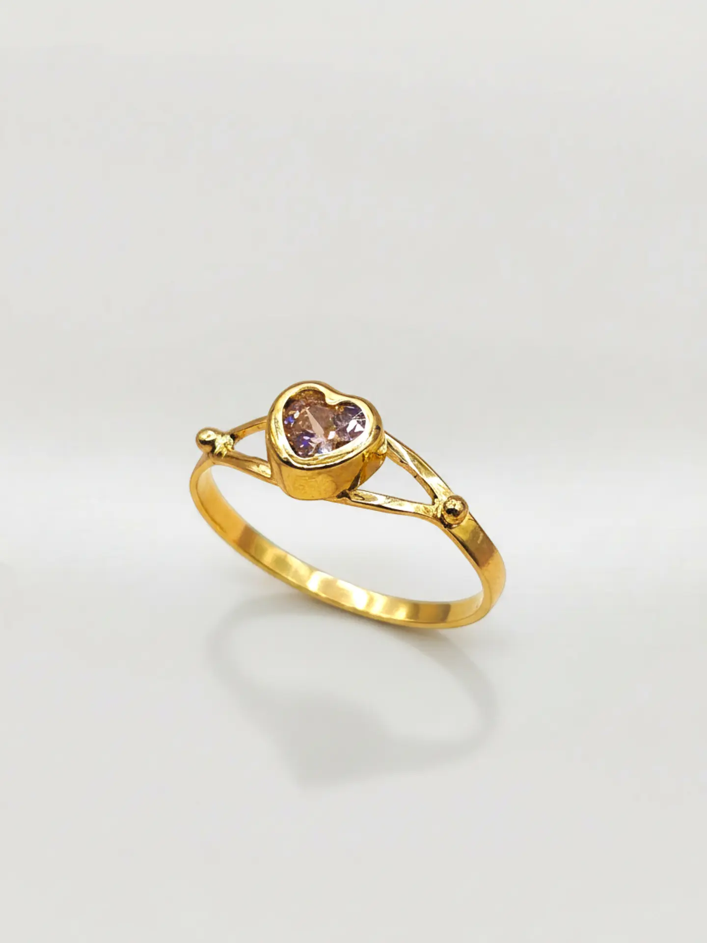Anillo Corazón Rosa de Francia Delicado Oro 18k 1