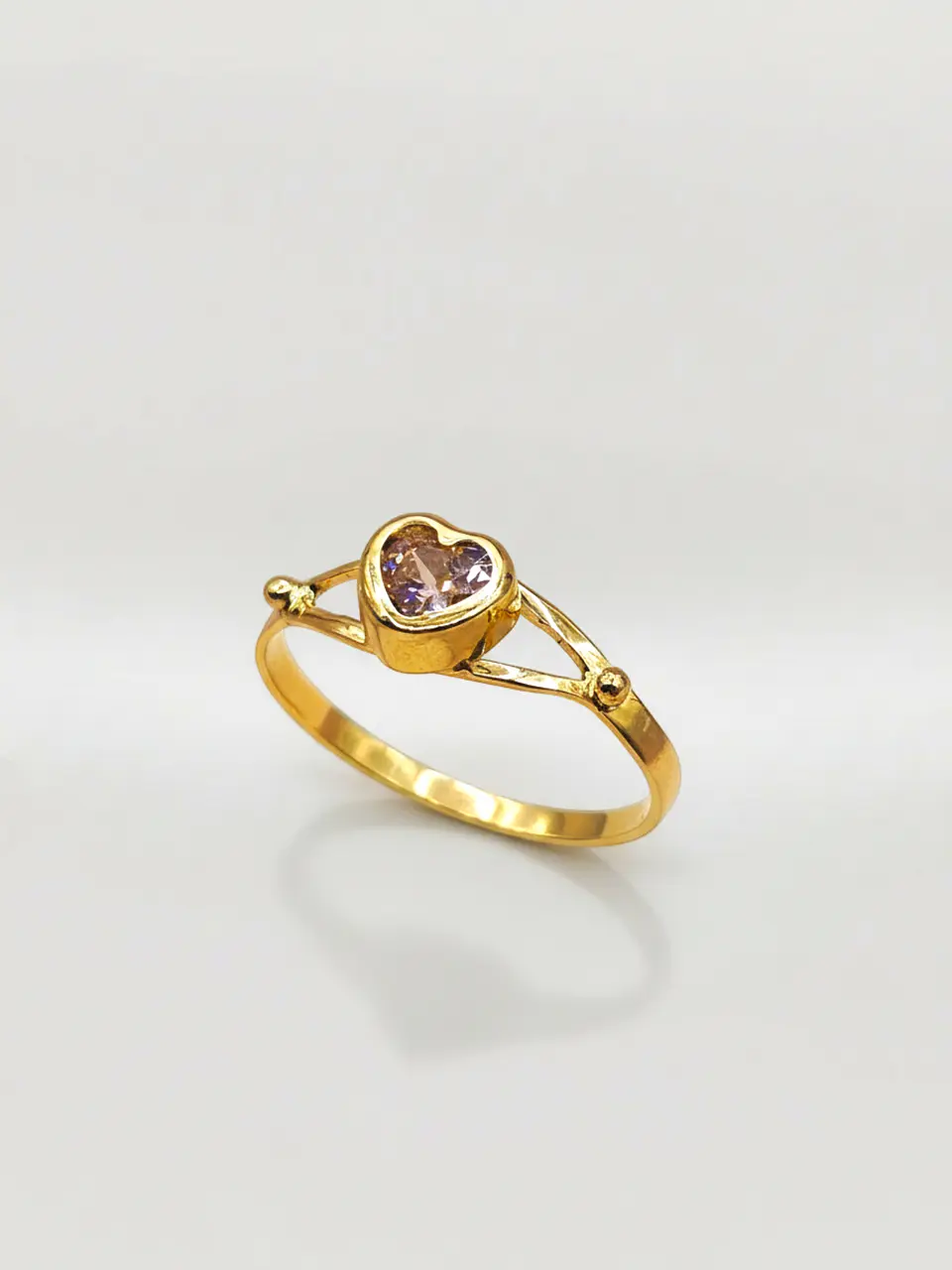 Anillo Corazón Rosa de Francia Delicado Oro 18k 1