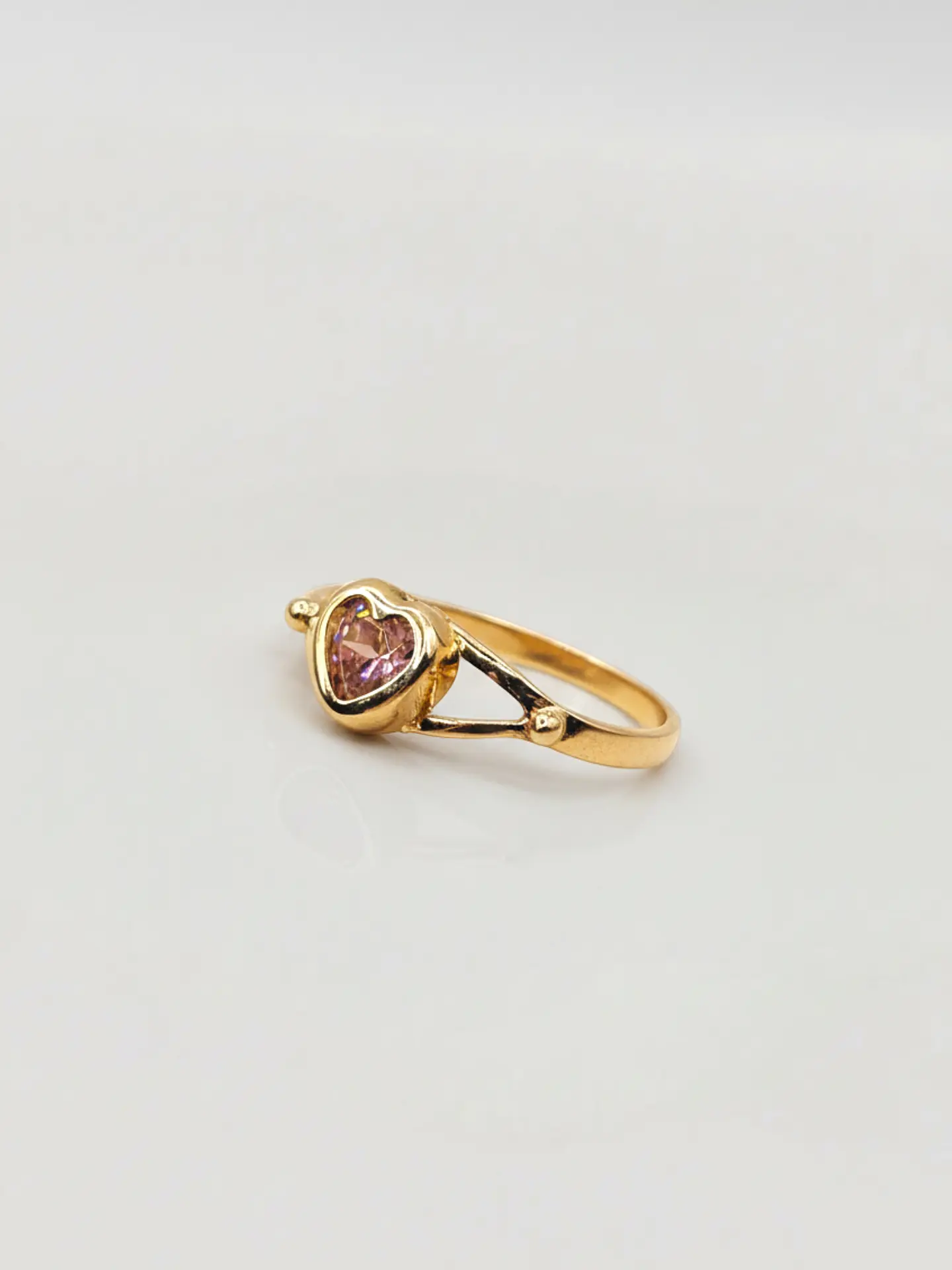 Anillo Corazón Rosa de Francia Delicado Oro 18k 3