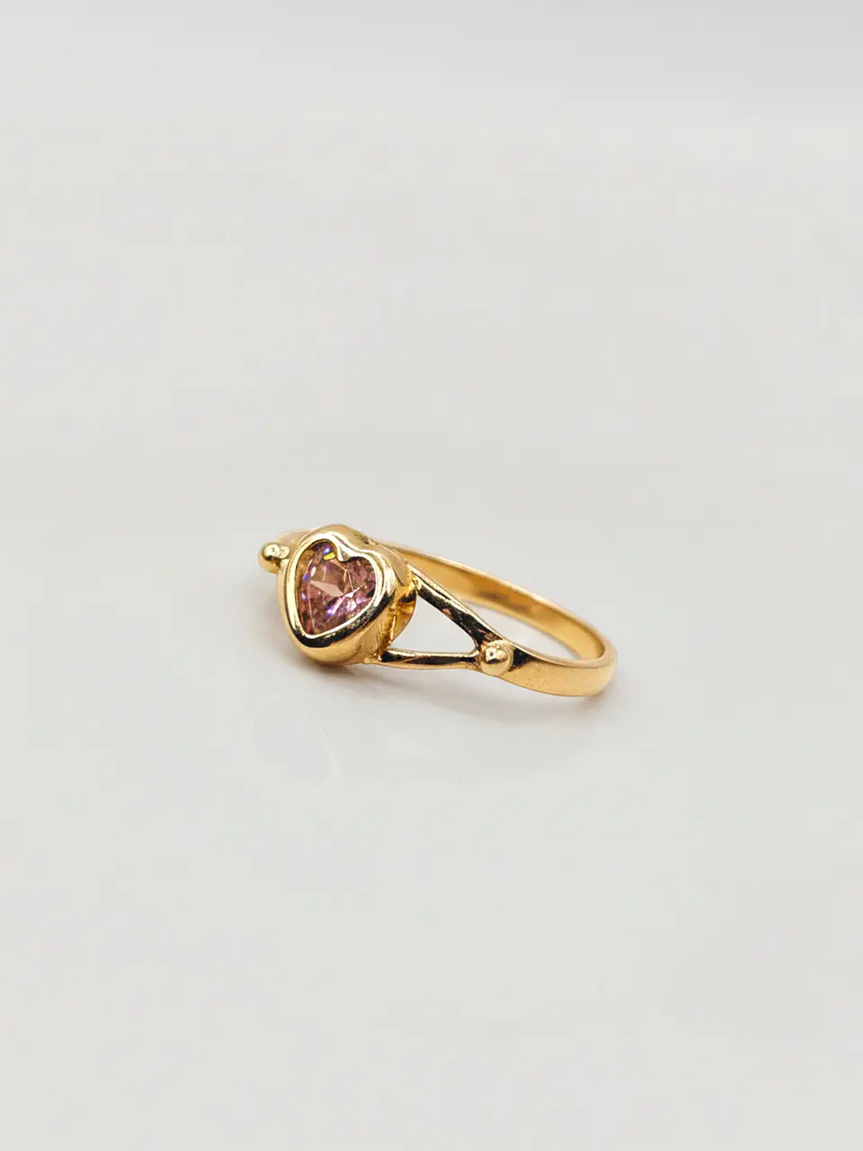 Anillo Corazón Rosa de Francia Delicado Oro 18k 3
