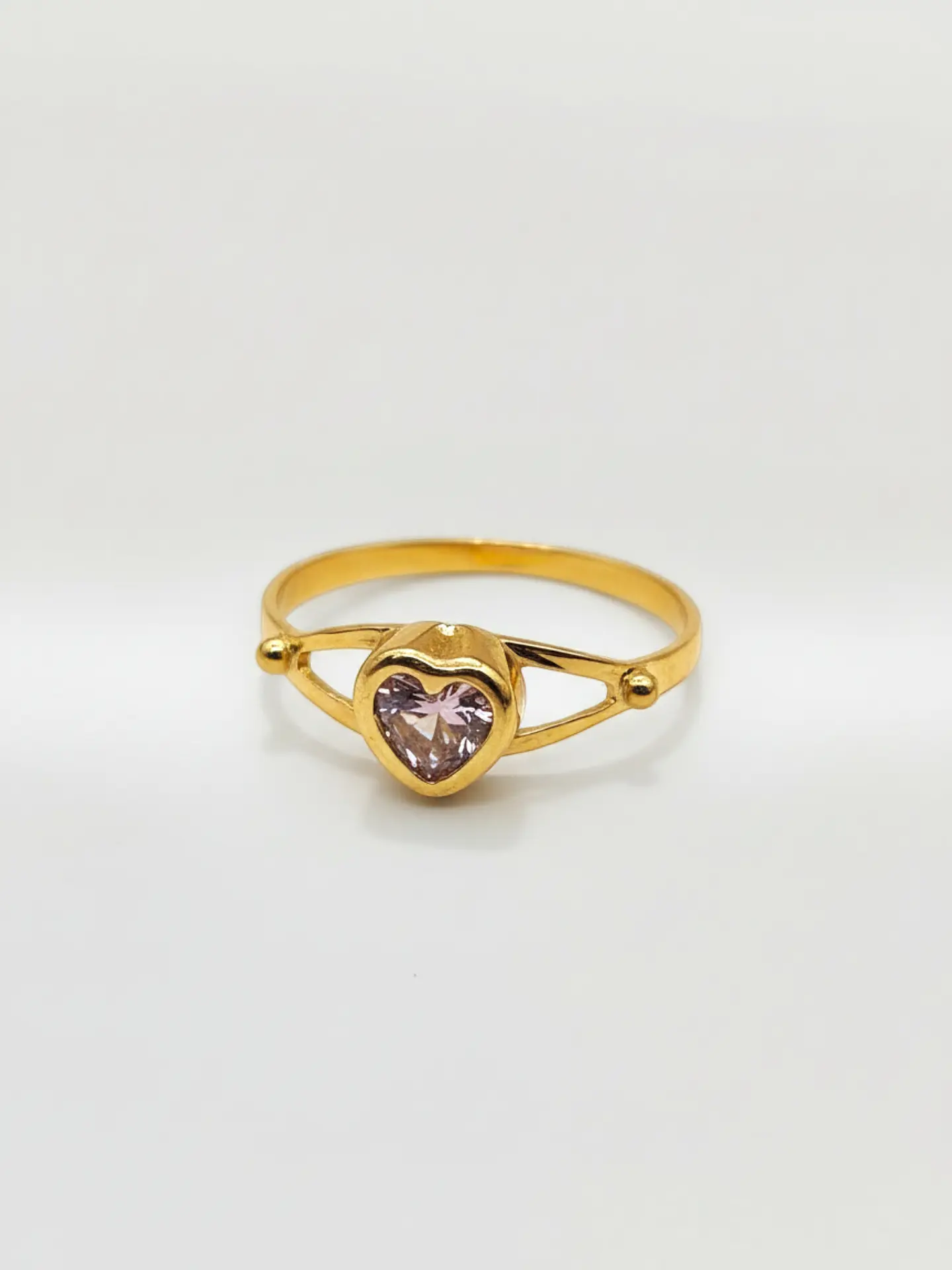Anillo Corazón Rosa de Francia Delicado Oro 18k 4