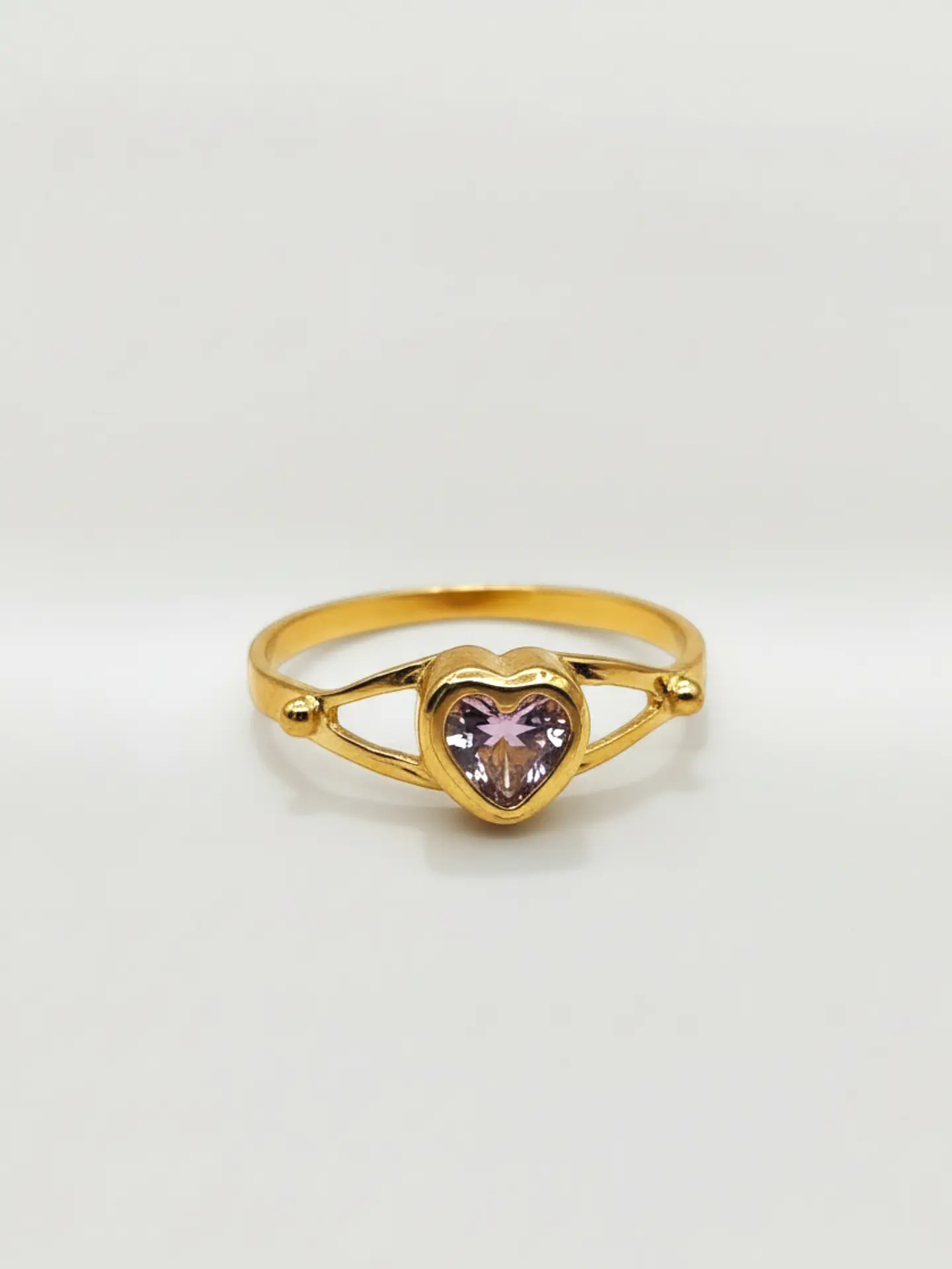Anillo Corazón Rosa de Francia Delicado Oro 18k 5