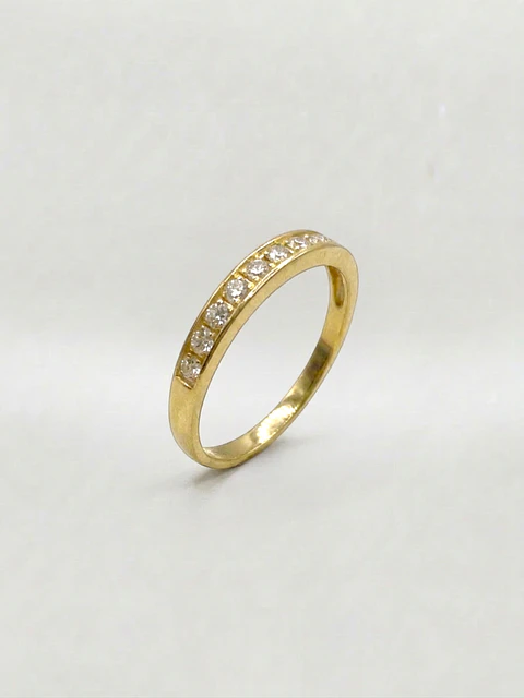 Anillo Medio Cintillo Riel de Brillo Circón Oro 18k