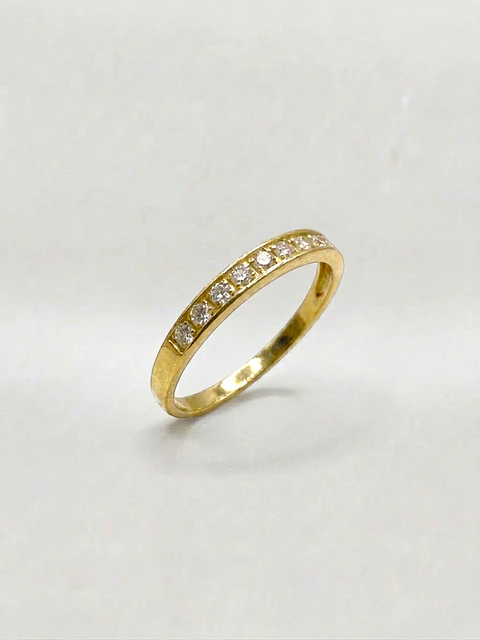 Anillo Medio Cintillo Riel de Brillo Circón Oro 18k