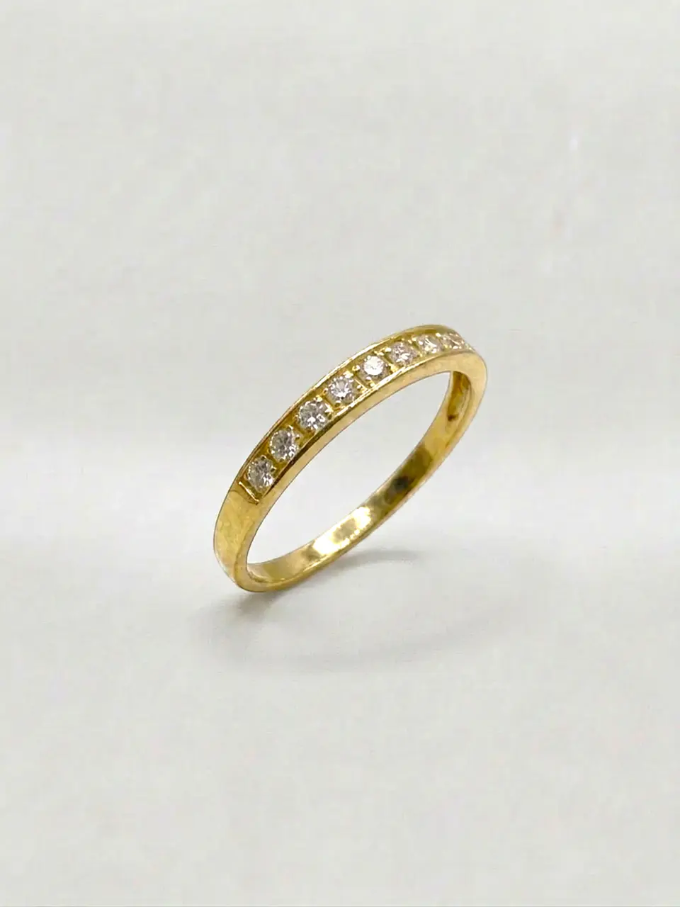 Anillo Medio Cintillo Riel de Brillo Circón Oro 18k 2