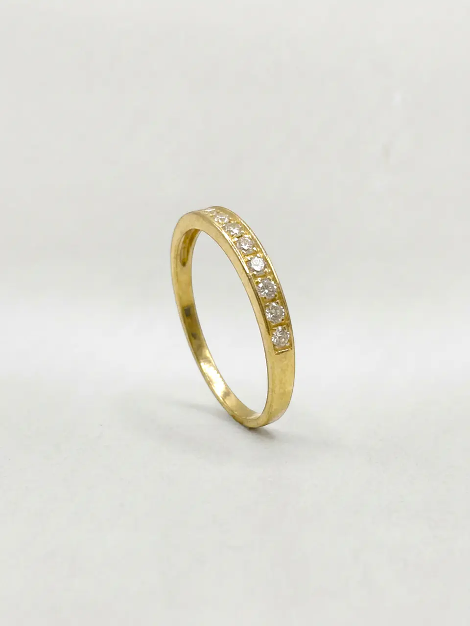 Anillo Medio Cintillo Riel de Brillo Circón Oro 18k 3