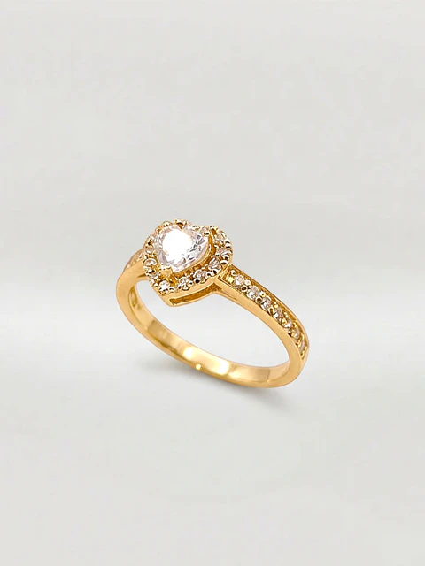 Anillo Almas de Cristal Doble Corazón Oro 18k