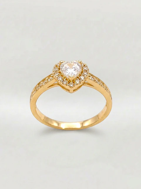 Anillo Almas de Cristal Doble Corazón Oro 18k