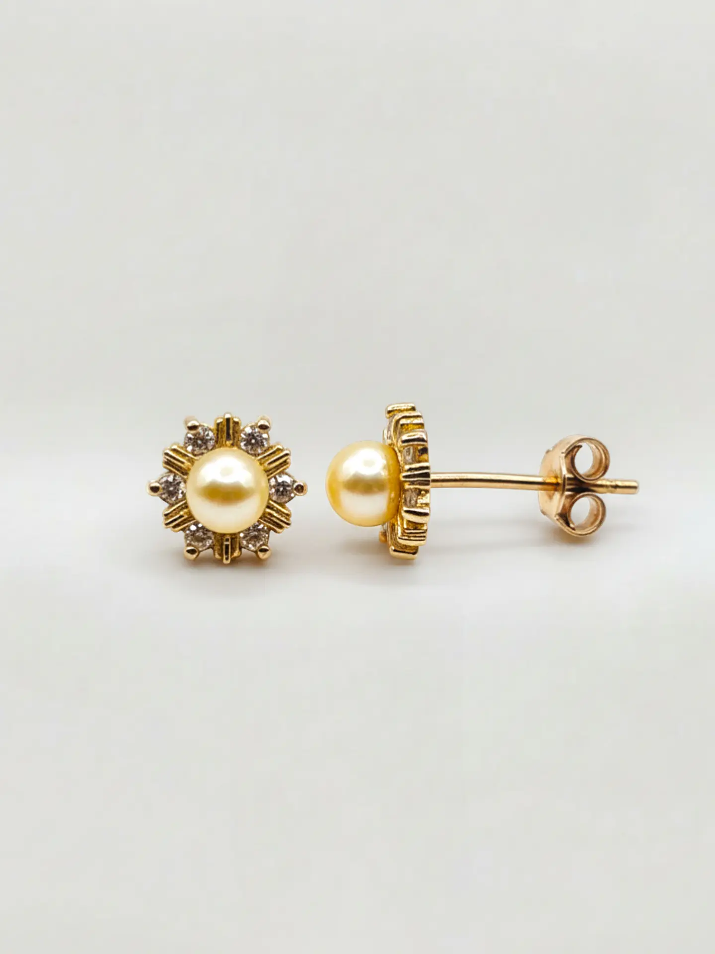 Aros Roseta Perla Cultivada y Circones Grande Oro 18k 1