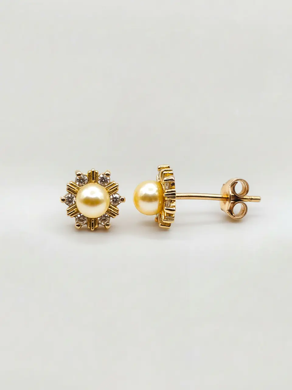 Aros Roseta Perla Cultivada y Circones Grande Oro 18k 1