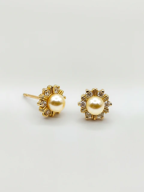 Aros Roseta Perla Cultivada y Circones Grande Oro 18k