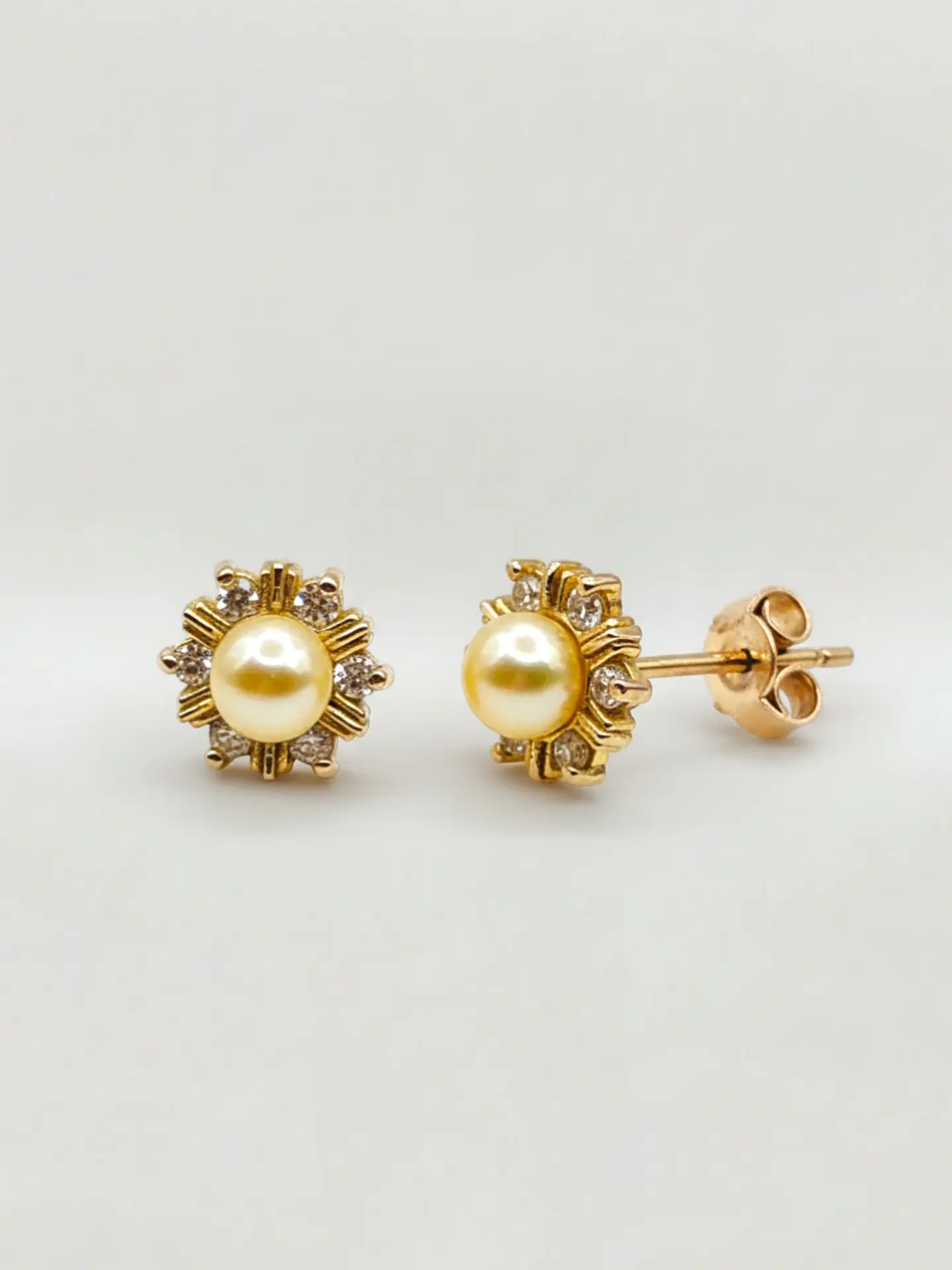 Aros Roseta Perla Cultivada y Circones Grande Oro 18k 3