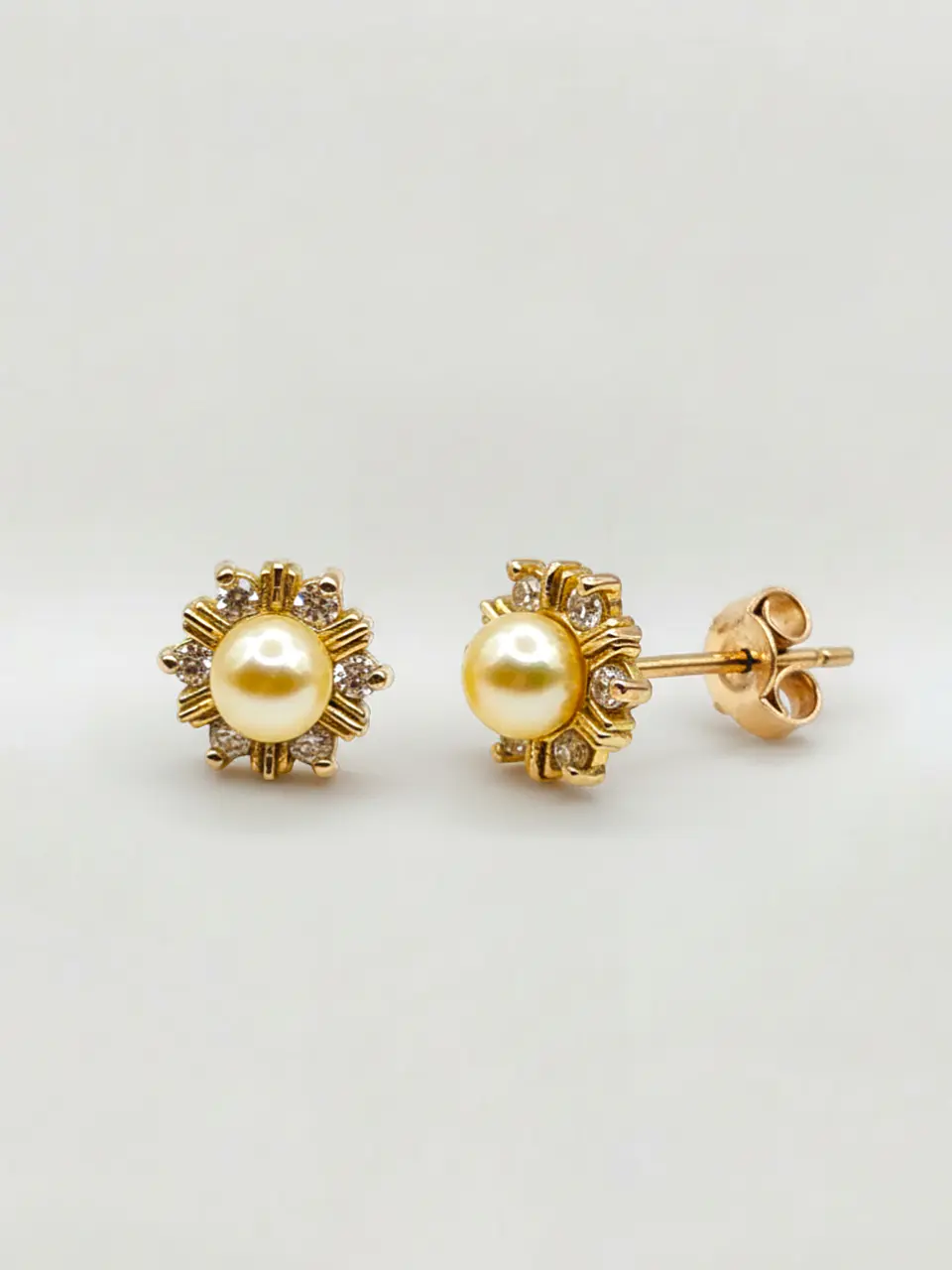 Aros Roseta Perla Cultivada y Circones Grande Oro 18k 3