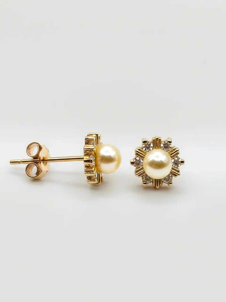 Aros Roseta Perla Cultivada y Circones Grande Oro 18k 4