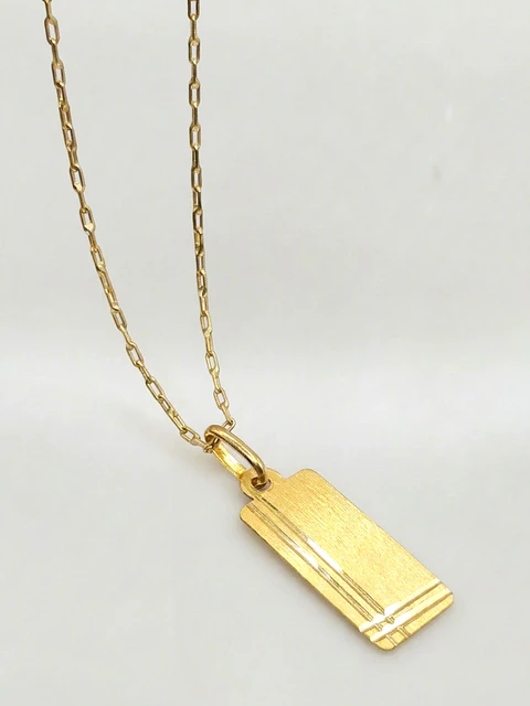 Cadena Placa Esculpida de Autor Oro 18k