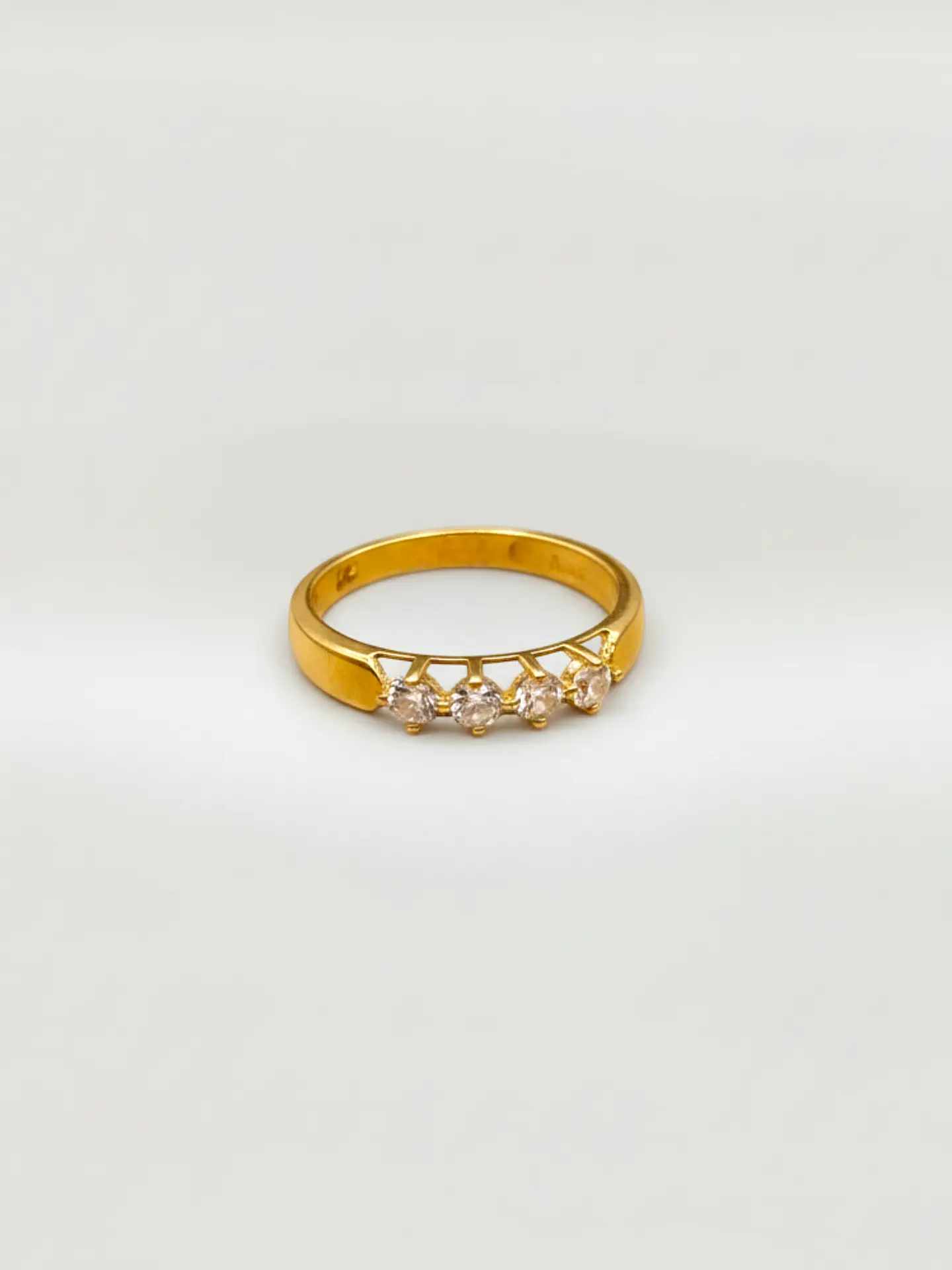 Anillo Medio Cintillo Destellos Circón Oro 18k 2