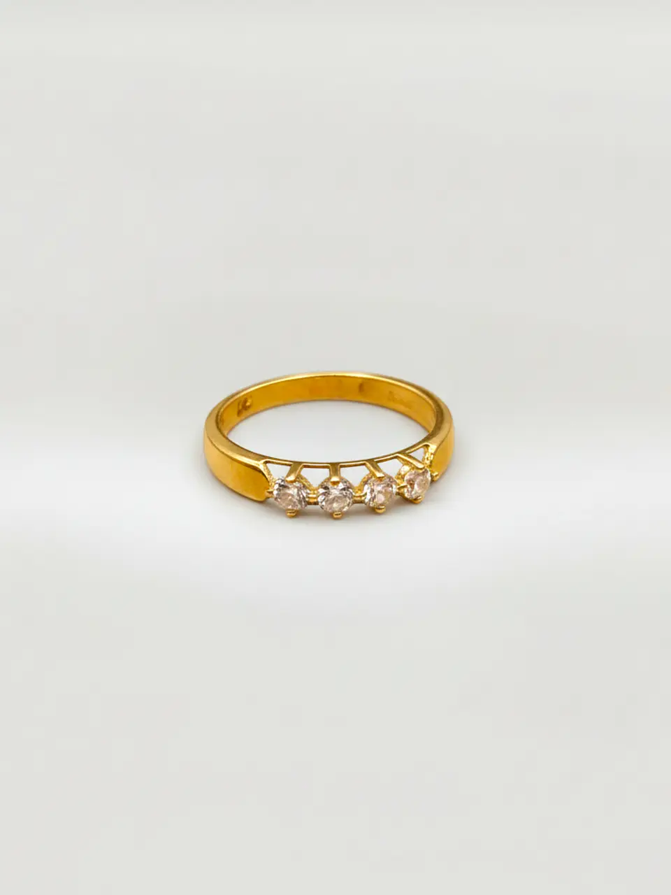 Anillo Medio Cintillo Destellos Circón Oro 18k 2