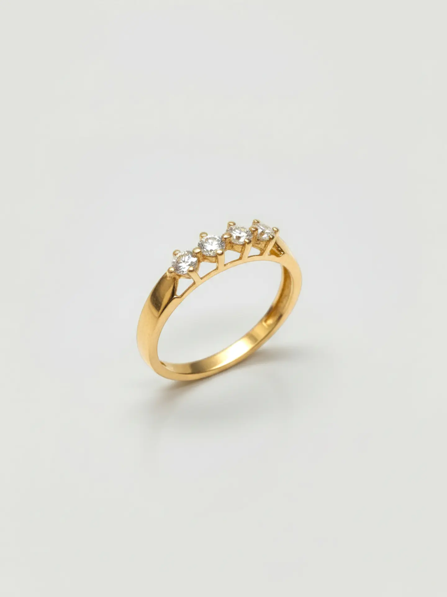 Anillo Medio Cintillo Destellos Circón Oro 18k 3