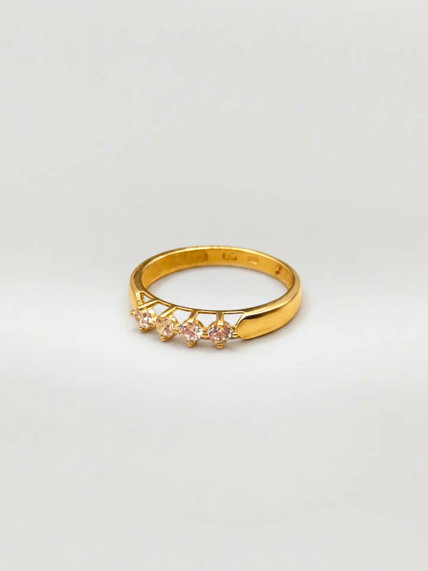 Anillo Medio Cintillo Destellos Circón Oro 18k 5