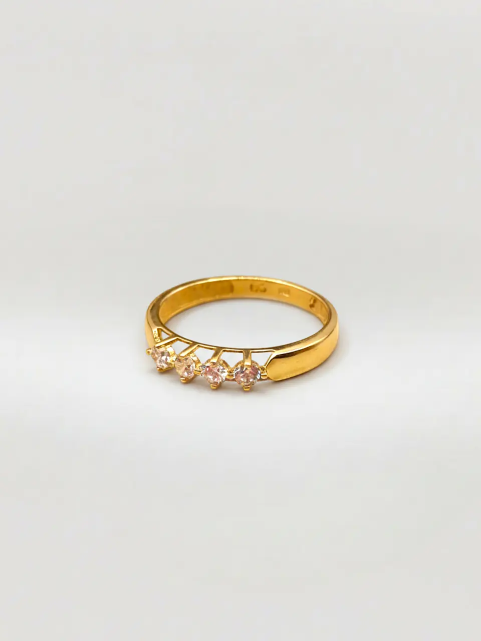 Anillo Medio Cintillo Destellos Circón Oro 18k 5