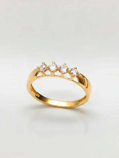 Anillo Medio Cintillo Destellos Circón Oro 18k