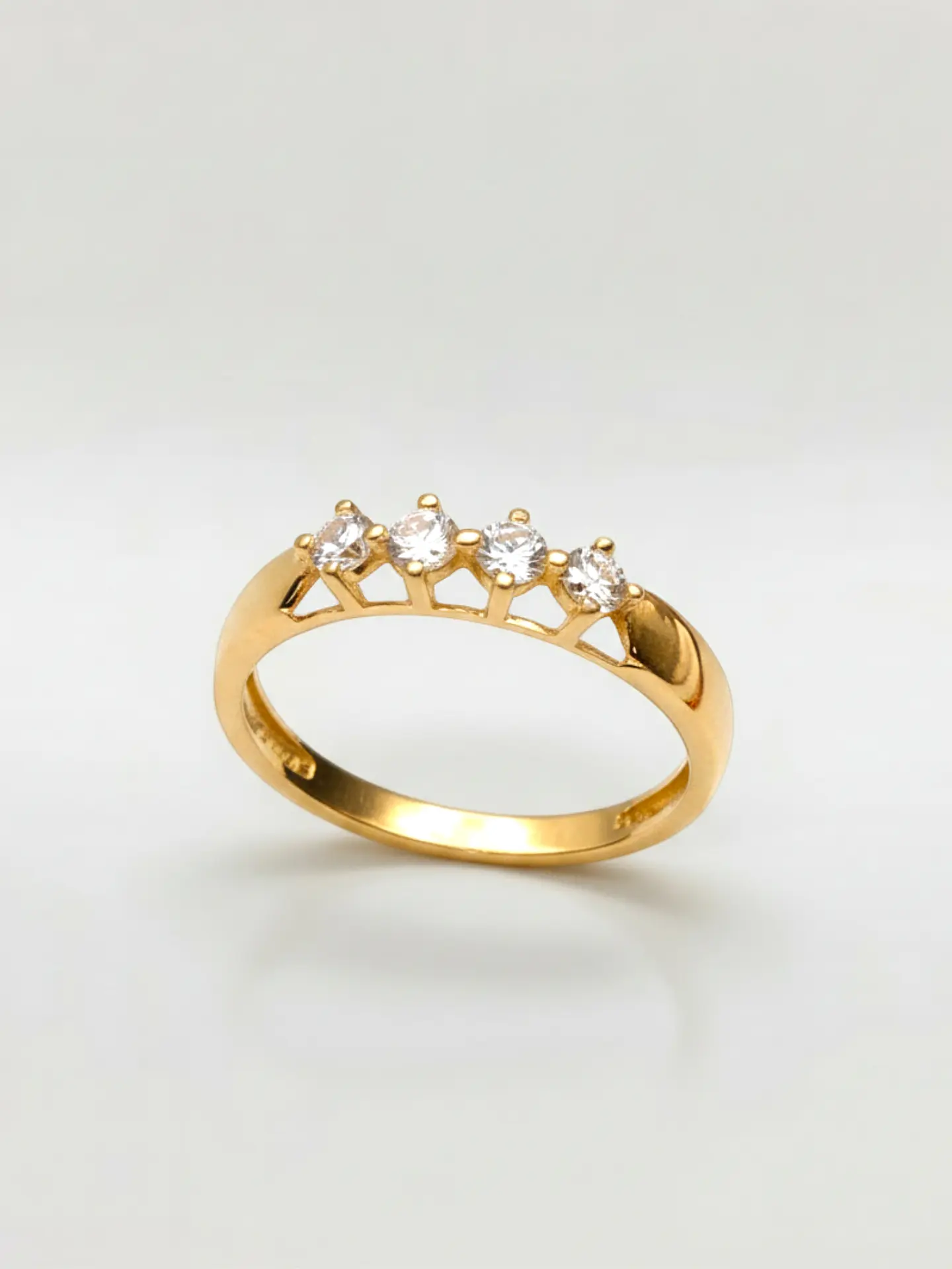 Anillo Medio Cintillo Destellos Circón Oro 18k 1