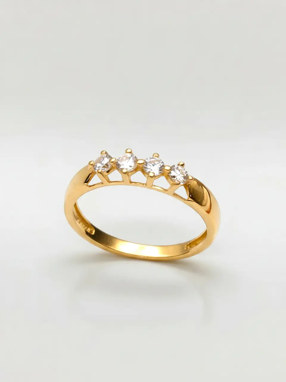 Anillo Medio Cintillo Destellos Circón Oro 18k 1