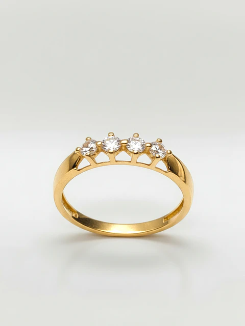 Anillo Medio Cintillo Destellos Circón Oro 18k