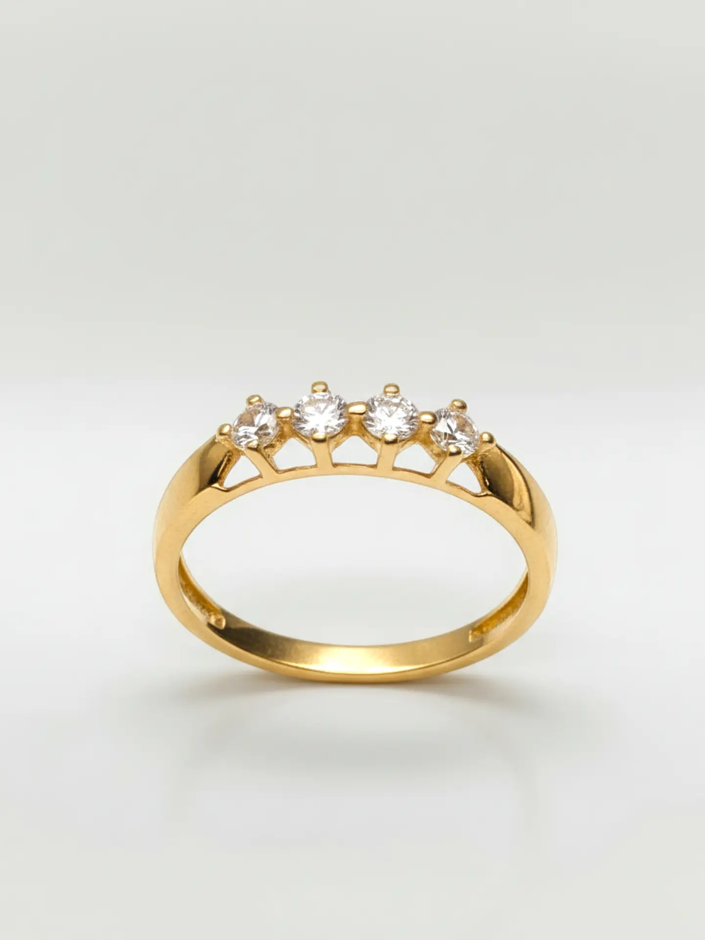 Anillo Medio Cintillo Destellos Circón Oro 18k 6