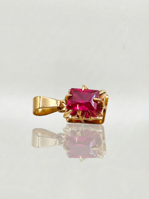 Colgante Chatón Cuadrado de Rubí Oro 18k